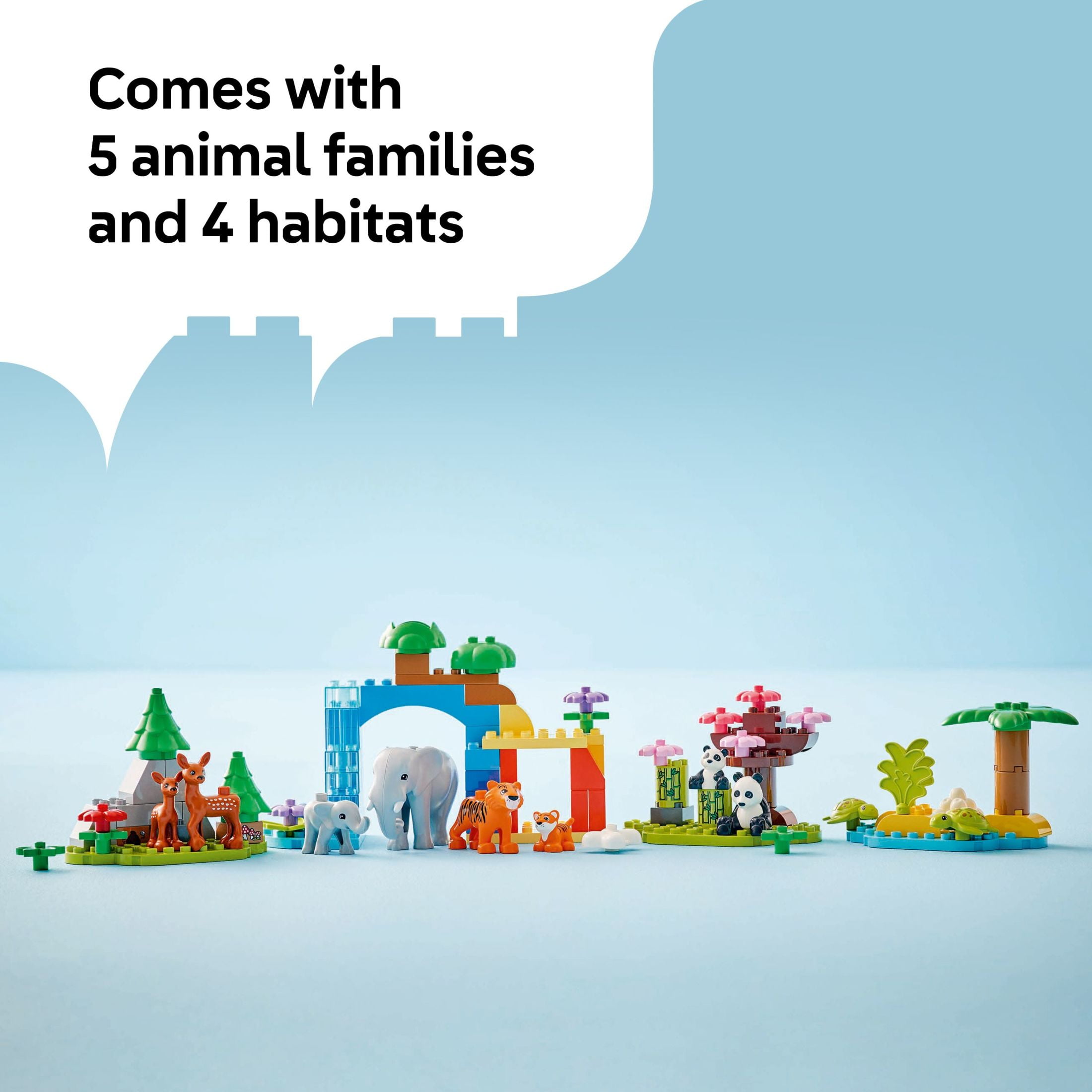 LEGO DUPLO Town 3 in 1 Wild Animal Families Building Toy Playset - Preschool Learning and Educational Animal Toy for Toddlers, Boys and Girls, Ages 2+ - with 10 Animal Figures - Baby Gift - 10446