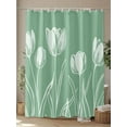 thumbnail image 4 of Shower Curtain Green Tulip Flowers Bathroom Curtains with Hooks, Waterproof Fabric Floral Plant Bath Shower Curtains Set for Bathroom Bathtubs Decor 36x72 Inch, 4 of 8