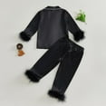 thumbnail image 4 of Kids Boys Girls Satin Pajamas Set 2 Piece Silky Long Sleeve Button-Up Top With Pajamas Pants Sleepwear Nightwear Clothes Fall Winter Baby Boy Girl Outfit for Toddler Kids Size 11-12, 4 of 4