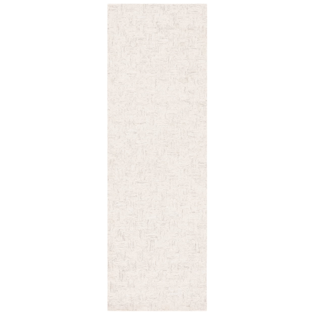 SAFAVIEH Micro-Loop Charlotte Geometric Solid Wool Area Rug, Light Grey/Ivory, 4' x 6'