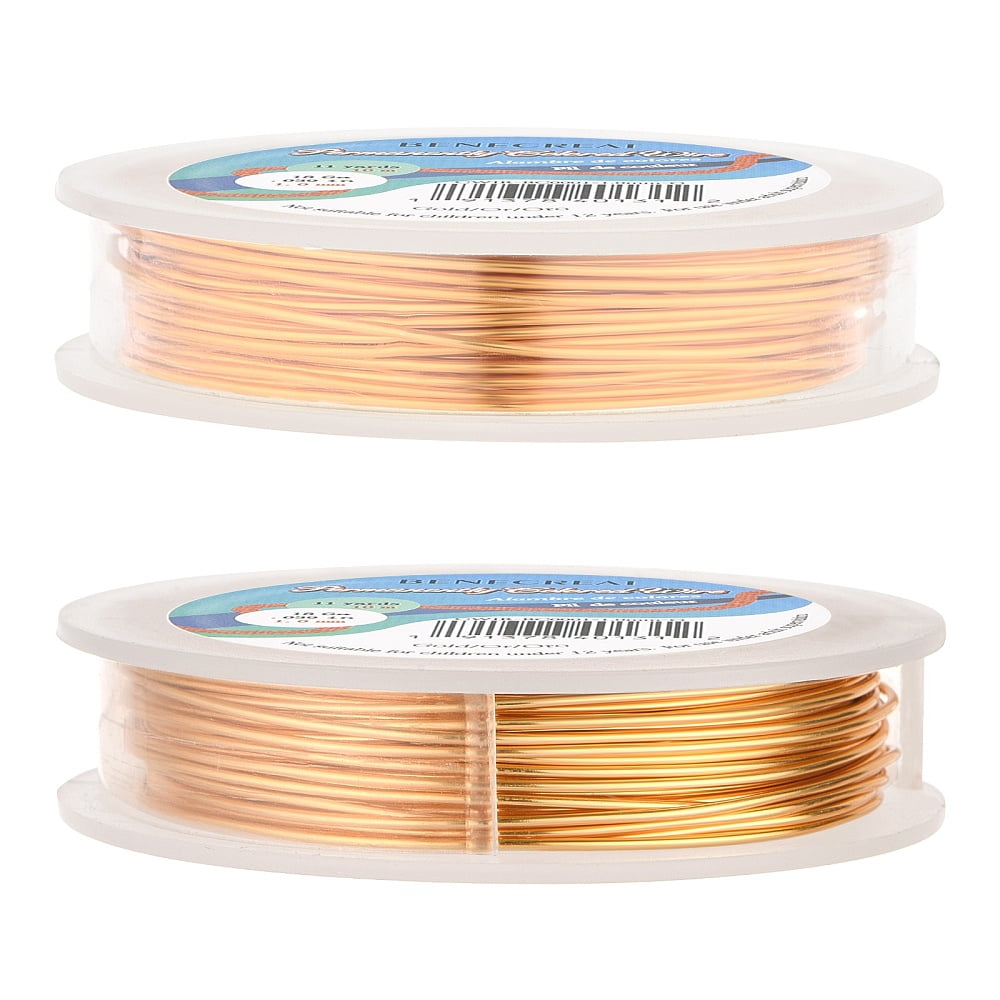 DIY Wire Wrapped Jewelry Making Kits Including Copper Wire and Carbon Steel Round Nose Pliers Light Gold 18 Gauge 1mm about 10m/roll 1roll/set