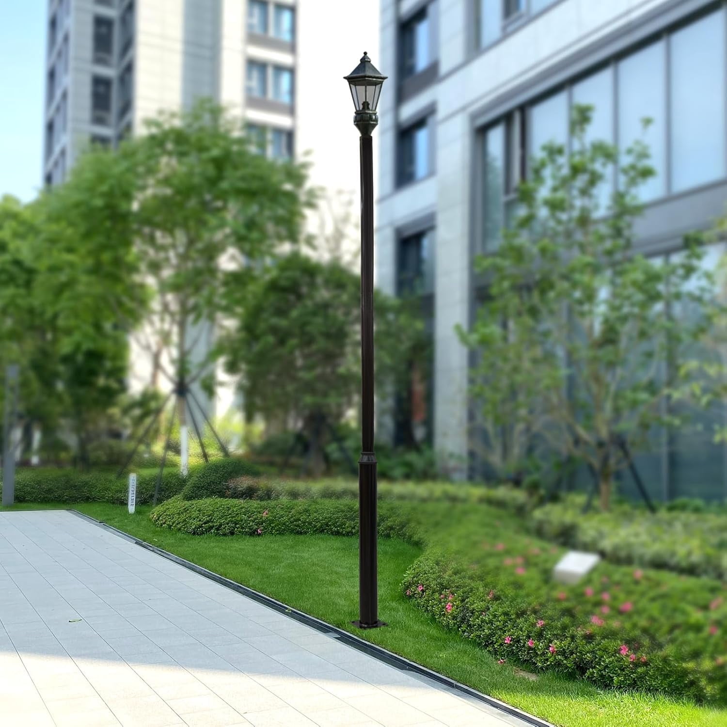 16 Ft Outdoor Lamp Post, Heavy-Duty Metal Street Light Pole Outdoor Galvanized Lamp Post for Street Courtyard Parking Lot Outdoors, Easy Installation