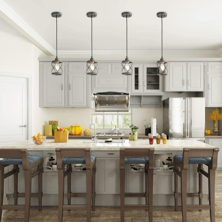 LALUZ Industrial Mini Pendant Lighting for Farmhouse Kitchen Island Foyer Hanging Fixture 4.75 Inches Silver Brushed