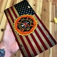 thumbnail image 5 of Yehwow American Flag Firefighter Maltese Cross Metal Car Plate Aluminum License Plate, 5 of 6