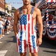 thumbnail image 2 of American Flag Overalls Men Shorts Loose Fit Festival Jumpsuits Patriotic Work Bibs Coveralls Casual Outdoor Summer Fourth of July Clothes, 2 of 4