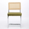 thumbnail image 2 of Mid Century Modern Olive-Green Velvet Dining Chairs with Rattan Back for Artistic Look / Gain High Load Capacity and Comfort in Dining Room, 2 of 7