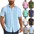thumbnail image 1 of Sentmoon Chemise à Manches Courtes Boutonnée pour Homme, Coupe Ample et Décontractée, Col Rabattu, Vêtements de Plage Extensibles pour Hommes avec Imprimé, Hauts pour Hommes Actifs pour la Plage, Gris, P, 1 of 7