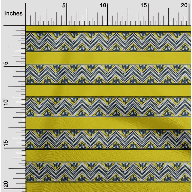 oneOone Cotton Poplin Fabric Floral & Chevron Block Print Sewing Fabric BTY 56 Inch Wide