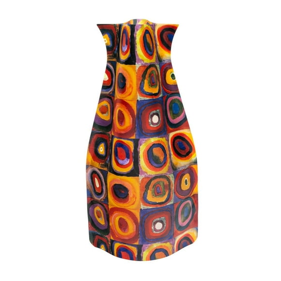MODGY Vase à Fleurs Extensible Vases Modernes Décoratifs en Plastique pour les Fleurs Centres de Table à Manger Décor Salon Salle de Bain Bureau de Mariage, Cercles de Kandinsky Multicolores