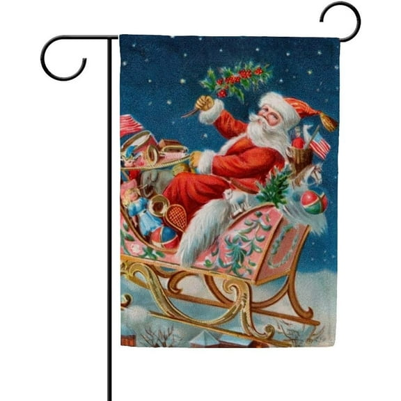 Santa Claus Christmas Double Sided House Flag 28 x 40 inch Decorative Yard Flag for Outdoor
