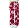 thumbnail image 3 of QATAINLAV Women's Fleece Pajama Pants Winter Fuzzy Elastic Waist Fluffy Sleep Trousers Baggy Wide Leg Sleepwear with Pockets, Hot Pink, XL, 3 of 6