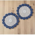 thumbnail image 2 of Fennco Styles Handmade Two-Tone Floral Crochet Tray Doilies, 9" Round, 1-Piece - Carolina Blue Cloth Placemats for Everyday Use, Holidays, Home Décor, Cocktail Party, Tea Party, Special Occasion, 2 of 3