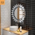 thumbnail image 2 of Round Mirror Wall Decor 24 Inches Decorative Wall Mirror with Irregular Framed and Beveled Edge Mirrors for Wall Silver Large Wall Mirror Frameless Mirrors, 2 of 5