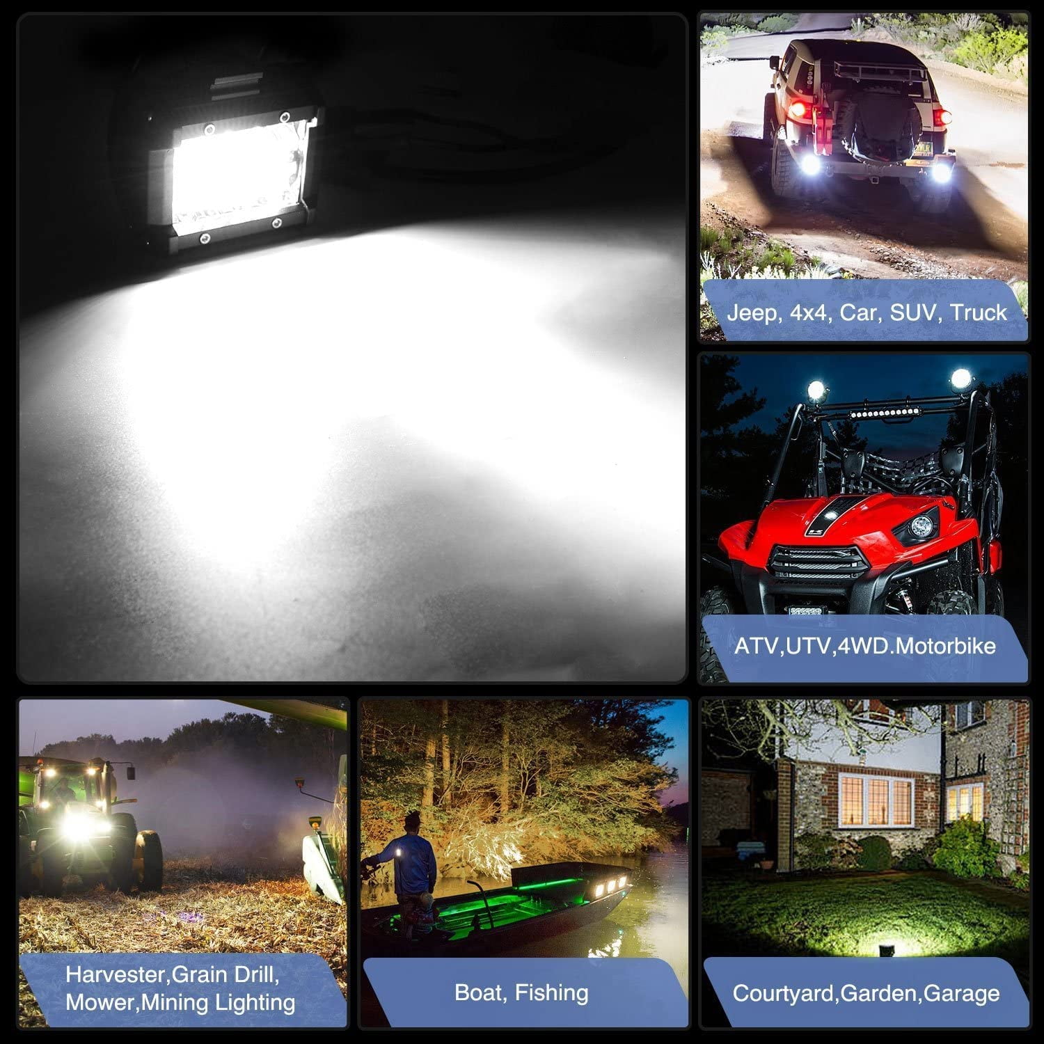 Nilight 2PC 4Inch Triple Row Lights 60W Flood Spot Combo 6000LM Bar Driving Boat Led Off Road Trucks with 12V On/Off 5 Pin Rocker Switch Power 16AWG Wiring Harness Kit-2 Leads