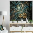 thumbnail image 3 of Designart 'Symmetrical Gold Blue Fractal Flower' Abstract Print on Natural Pine Wood, 3 of 5