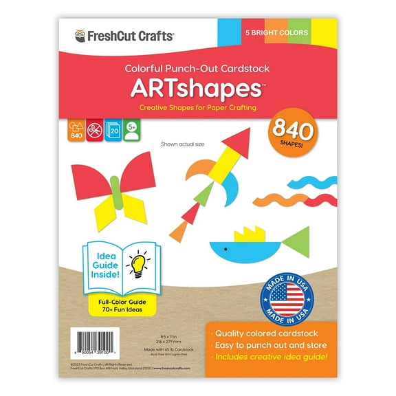 FreshCut Crafts Punch Out Paper Cutouts, ARTshapes Bright Colors, 840 Pieces