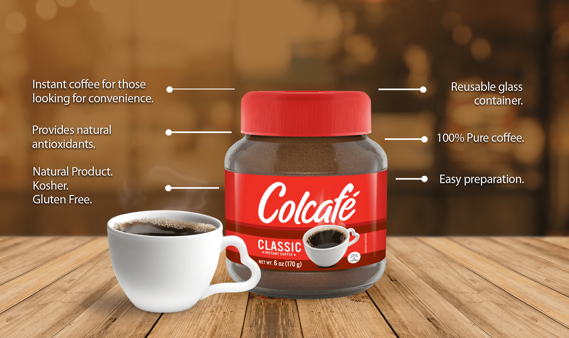 Colcafe Instant Coffee Jar, 3 oz