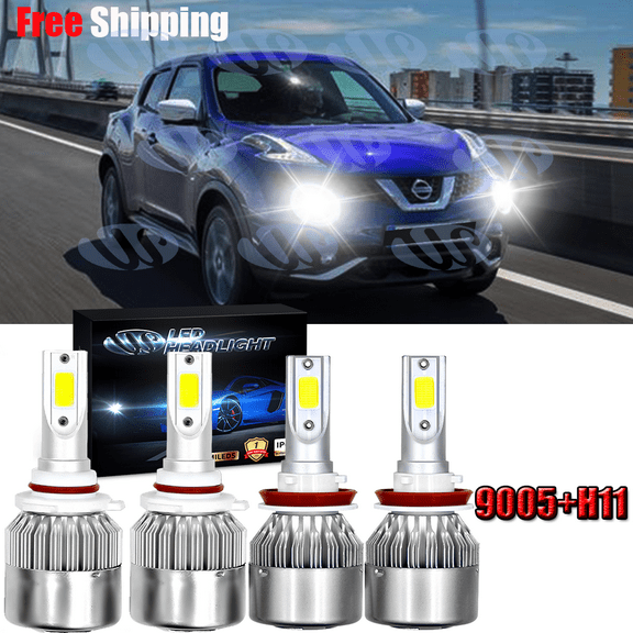 For Nissan Juke 2015-2017 LED Headlights Kit High Low Beam 6000K white 4x Bulbs