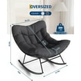 thumbnail image 2 of Outdoor Papasan Rocking Chair, Oversized Lounge Chair with Metal Frame, Patio Rattan Egg Rocker for Balcony Backyard Porch Bedroom, Grey, 2 of 7