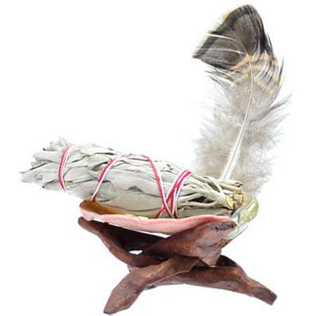 New Age Smudge Kit White Sage Comes With Small Cobra Stand Abalone Shell Feather and 3