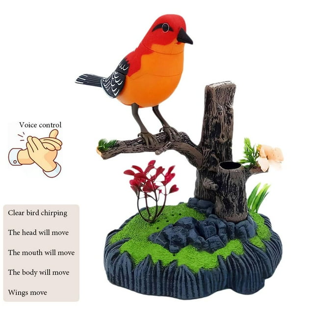 Realistic Electric Talking Parrot Toy, Voice Control Sensor Simulating Bird Desk Decor, Interactive Singing Animated Office Gift for Kids Adults