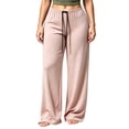 thumbnail image 3 of GERsome Womens Wide Leg Pants Soft Stretchy Drawstring Lounge Trousers with Pockets for Athletic Work Travel Pink Size XL, 3 of 7