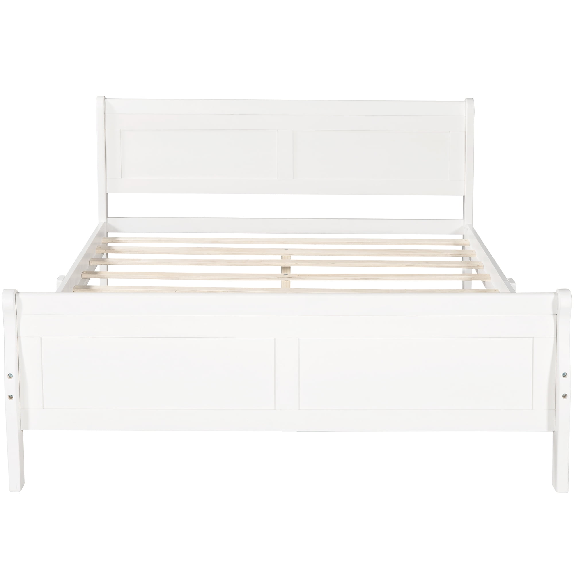 Holaki Full Size Wood Bed with Headboard for Kids, White
