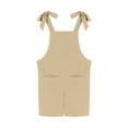 thumbnail image 6 of JTSRKL Girls Romper Sleeveless Casual Solid Color Adjustable Tie-Up Strap Short Jumpsuits Loose Fit Overalls Cute Summer Outfit Clothes with Pocket Khaki 5-6 Years, 6 of 8