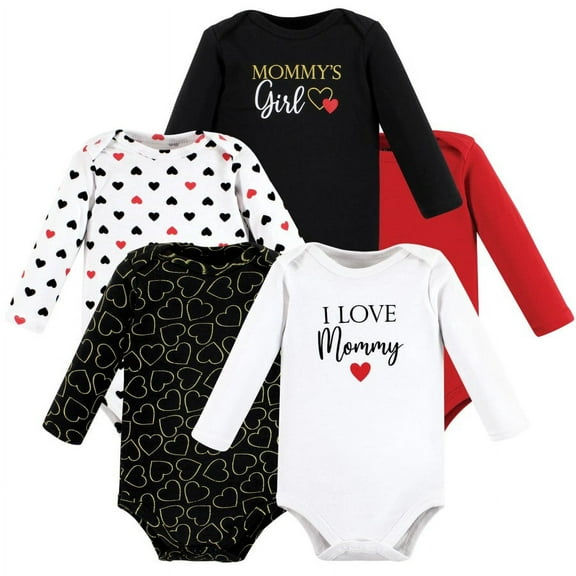 Hudson Baby Cotton Long-Sleeve Bodysuits, 5-Pack, Newborn- 24 Months