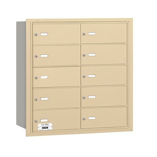 4B+ Horizontal Mailbox - 10 B Doors - Sandstone - Rear Loading - USPS Access