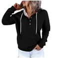thumbnail image 1 of WEAIXIMIUNG Chandails en Molleton Graphiques pour Femmes Grande Taille Automne et Hiver Style de Rue à la Mode Couleur Unie Col à Boutons Poche Cordon de Serrage Chandail à Capuchon de Sport Décontracté, 1 of 6