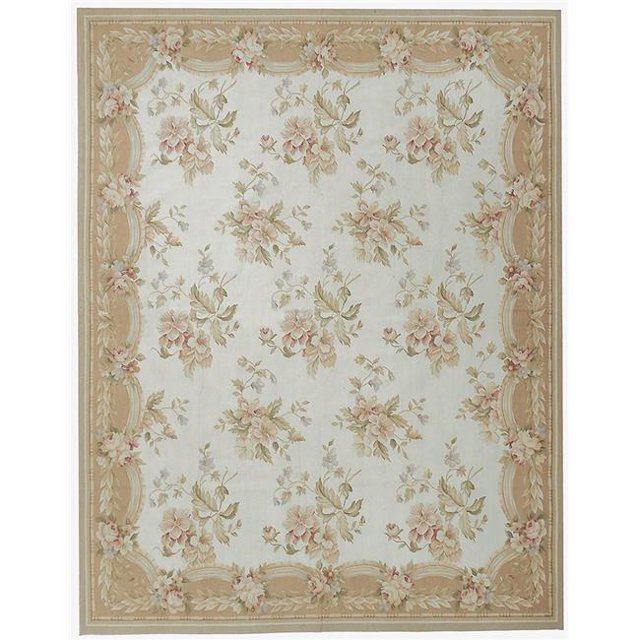Due Process Stable Trading Aubusson Belfort Ivory & Peach Square Area Rug, 6 x 6 ft.