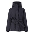 thumbnail image 5 of Winter Parka for Women 2026 Fashion Casual Long Sleeve Thicken Full Zipper Belted Hooded Outerwear with Pockets, 5 of 6