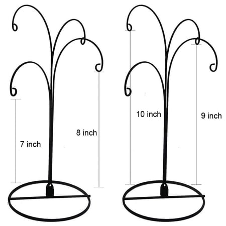 HOHIYA 2pcs Ornament Display Stand Holder Christmas Iron Hanger Hook 4 Arms 12inch Black