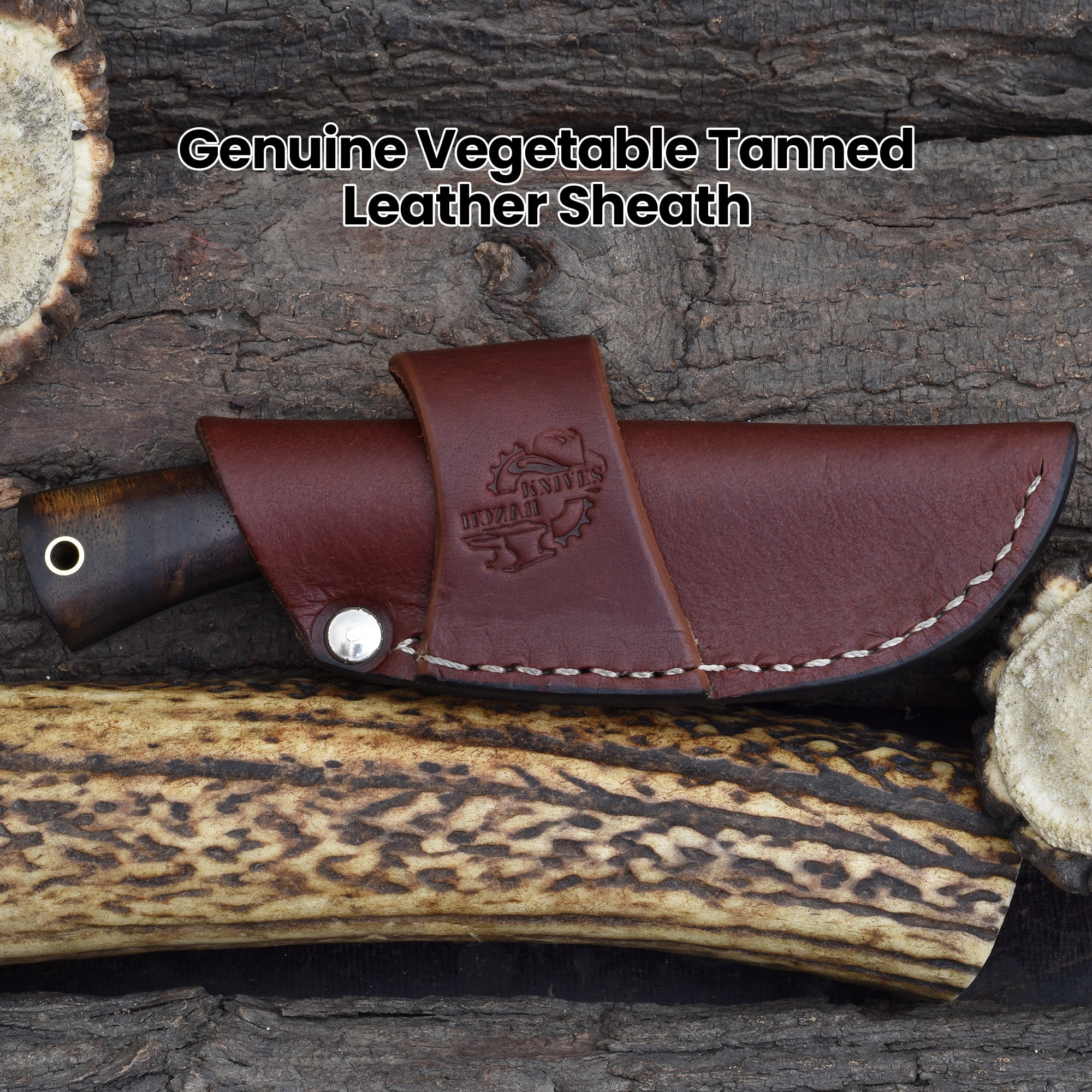 Knives Ranch 4402 Damascus Steel Fixed Blade Knife with Rosewood Handle – Hand Forged Hunting Knife, Razor Sharp Outdoor Camping Survival Knife