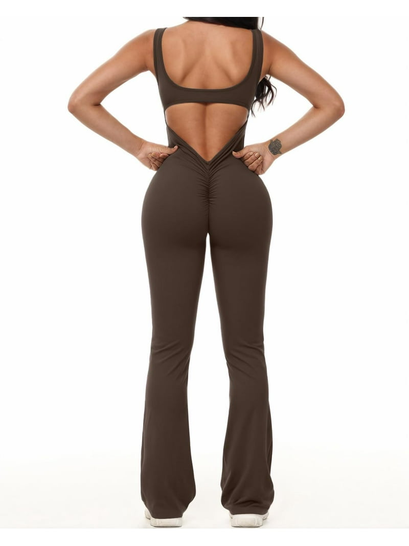 Vine Women Jumpsuits Sleeveless One Piece Sexy Flare Yoga Workout