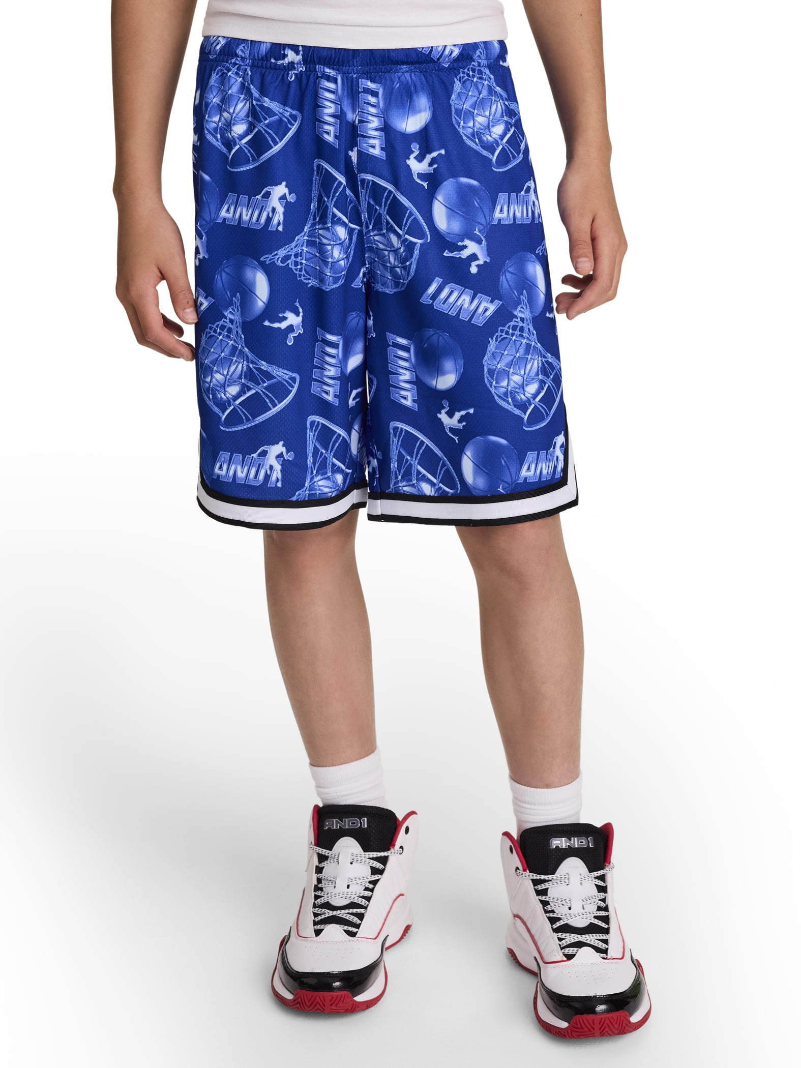 AND1 Boy's Athletic Platinum Short, 7" Inseam, Sizes 4-18