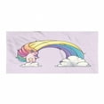 thumbnail image 1 of Rainbow Gym Towel, Funny Unicorn over Clouds Colorful Mane Print, One-Sided Quick Dry Microfiber for Beach Fitness & Swimming, 60" x 30", Pale Yellow Peach, by Ambesonne, 1 of 2