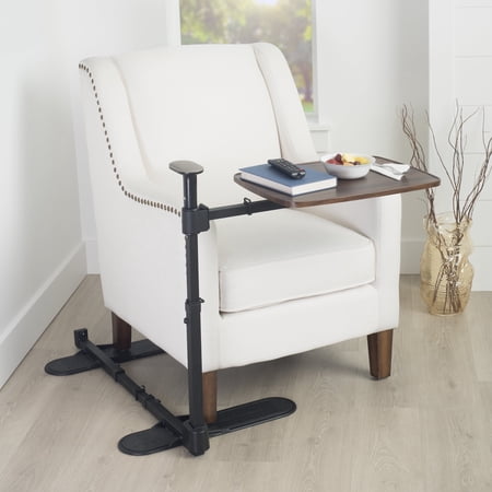 Stander Wonder Tray Plus, Adjustable Recliner Swivel TV Tray with Standing Handle for Seniors & Elderly Adults, Walnut Laptop Desk for Couches & Chairs, Mobility Aid Sit and Stand Assist