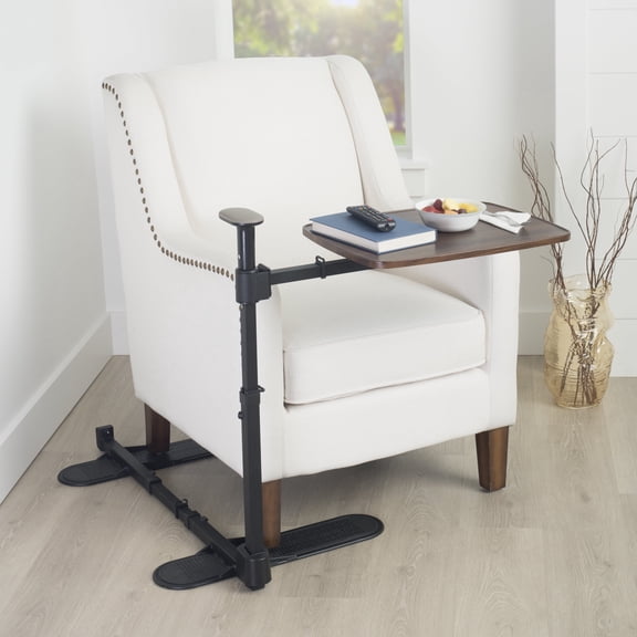Stander Wonder Tray Plus, Adjustable Recliner Swivel TV Tray with Standing Handle for Seniors & Elderly Adults, Walnut Laptop Desk for Couches & Chairs, Mobility Aid Sit and Stand Assist