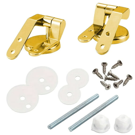 CHENGSI for Toilet Fixing Kit Soft Close Hinges Stainless Steel Toilet Lid Replacement Parts Easy Installation Zinc Alloy Gold Tone for General Fit for Wooden Metal Plastic Toilets