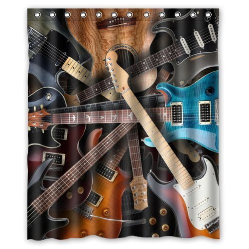 Details about   Guitar and cowboy hat Shower Curtain Bathroom Decor Fabric & 12 Hooks 