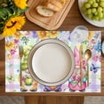 thumbnail image 4 of Watercolor Floral Gnomes Placemats Set of 4, Spring Flowers Butterflies Grid Placemats for Dining Table, Place Mats for Kitchen Tabletop, Waterproof Wipeable Dining Table Mats Set, 4 of 9