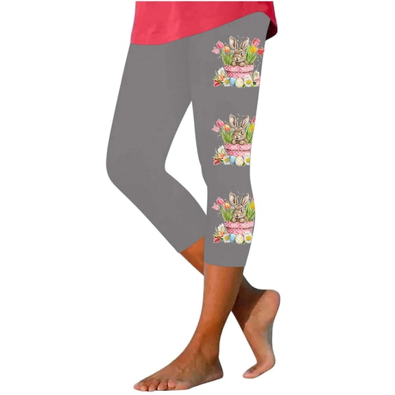 Cavosen Yoga Pants Women Easter Tight Leggings Lightweight Elastic Waist Cropped Trousers Breathable Comfortable Sweatpants Gray L