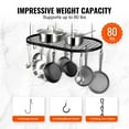 thumbnail image 3 of Hanging Pot Rack, 32 inch Hanging Pot Rack Ceiling Mount,Kitchen Cookware, Ideal for Home, Restaurant, Ceiling Pot Rack with 12 S Hooks, 80 lbs Loading Weight,  Utensils, 3 of 11