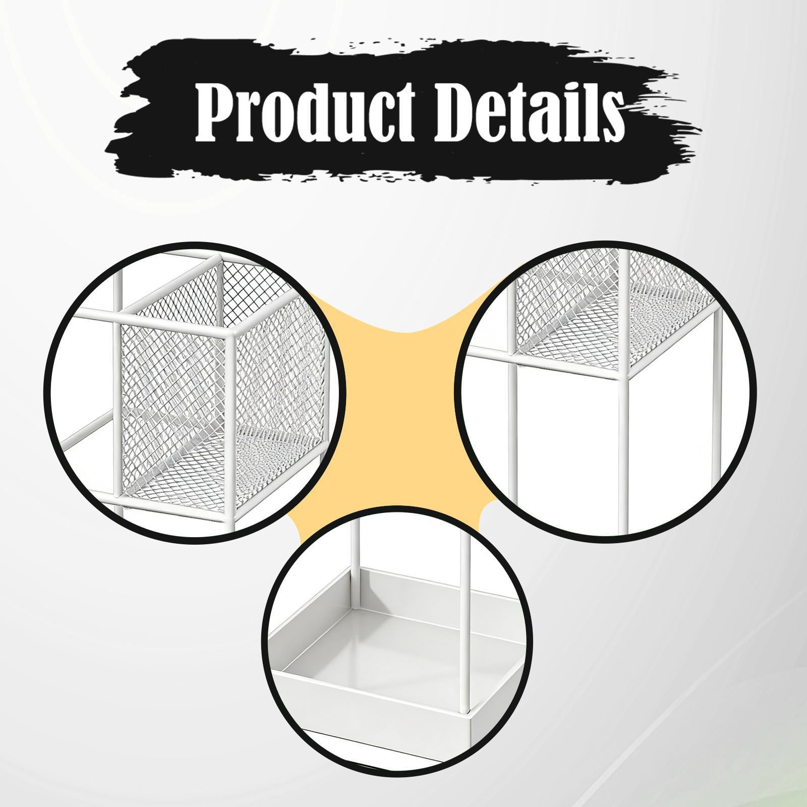 Fiocias Modern Iron Umbrella Holder Stand Anti Slip Storage Organizer Bin for Long Short White