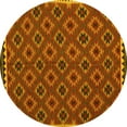thumbnail image 1 of Ahgly Company Machine Washable Indoor Round Oriental Yellow Traditional Area Rugs, 5' Round, 1 of 4