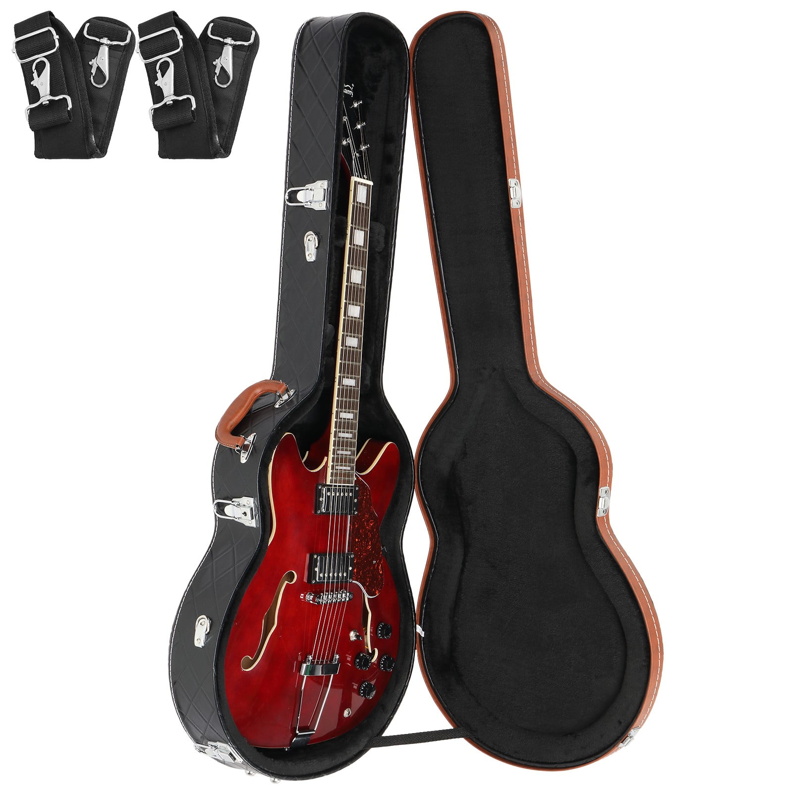 LINJH Wooden Guitar Case Fits 335 Style Semi-Hollow Electric Guitars,Lockable