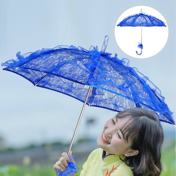 PBPBOX Lace Umbrella Cute Design Blue 1Set for Kids Dance and Stage Performance