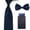 Dark Blue, variant on Men's Solid Skinny 5CM Tie Bow Tie With Handkerchief Pocket Square Set